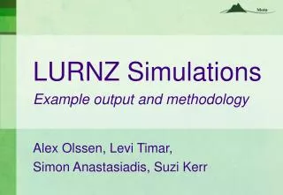 LURNZ Simulations Example output and methodology