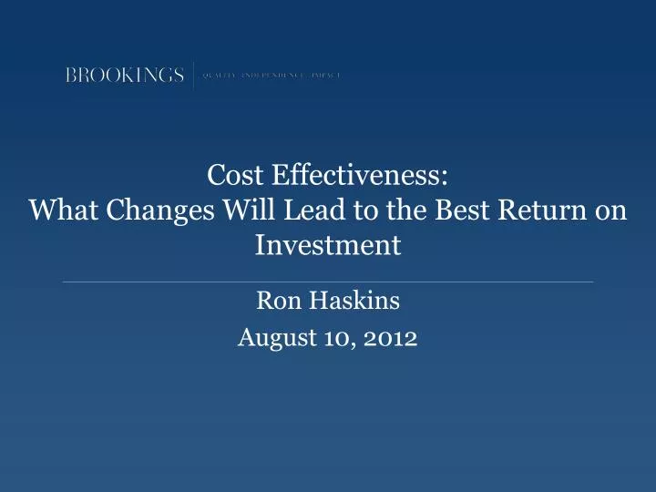 cost effectiveness what changes will lead to the best return on investment