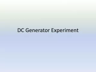 DC Generator Experiment