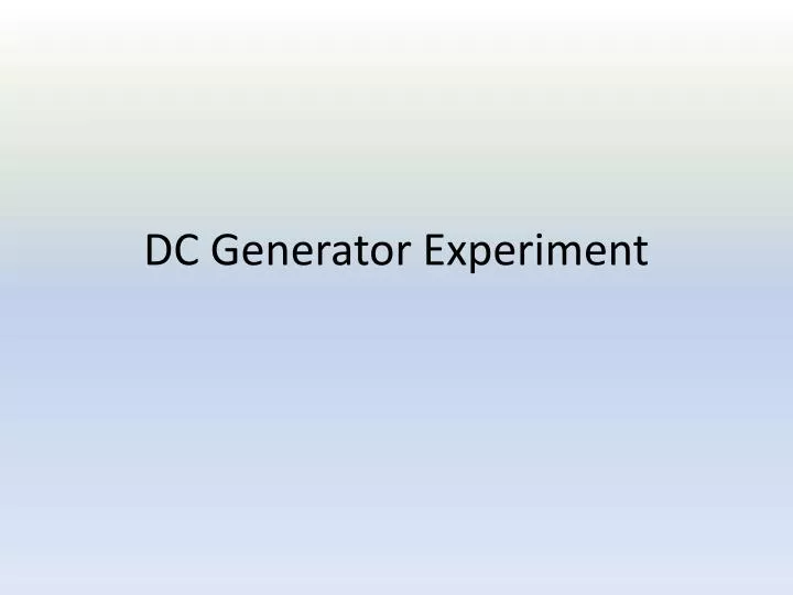 dc generator experiment