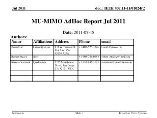 MU-MIMO AdHoc Report Jul 2011
