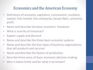 Economics and the American Economy