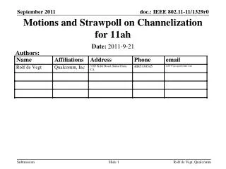 Motions and Strawpoll on Channelization for 11ah