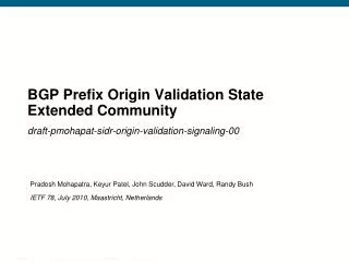BGP Prefix Origin Validation State Extended Community