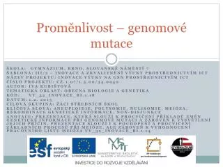 prom nlivost genomov mutace