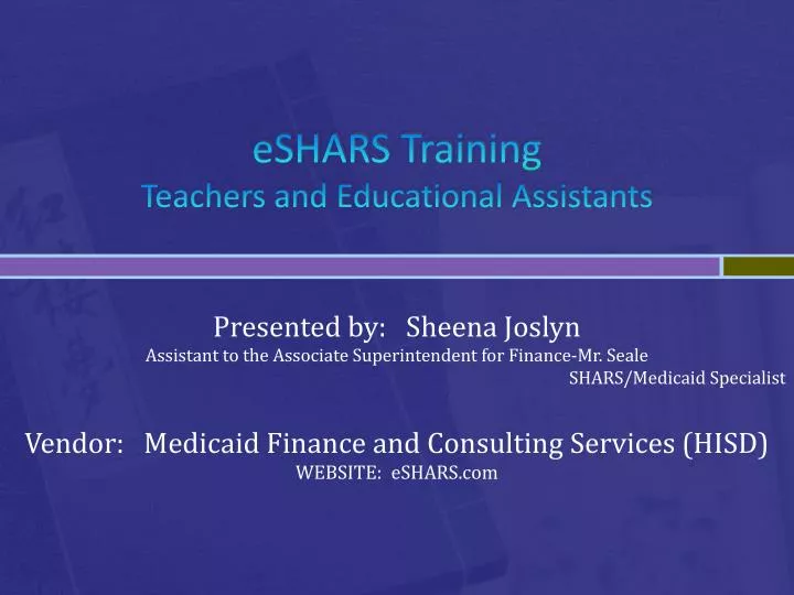eshars training teachers and educational assistants
