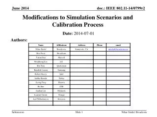 Modifications to Simulation Scenarios and Calibration Process