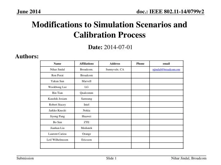 modifications to simulation scenarios and calibration process