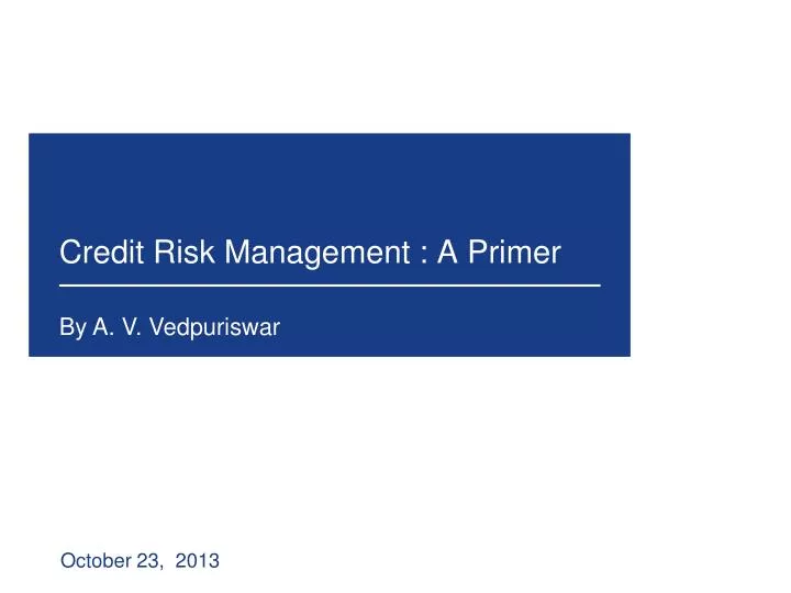 credit risk management a primer