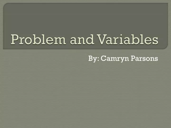 problem and variables