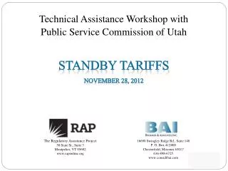 Standby tariffs November 28, 2012