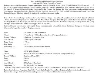 Hasil Seleksi Calon Paskibraka 2012 dan Duta Calon Paskibraka 2012 Tingkat Propinsi Jawa Tengah.