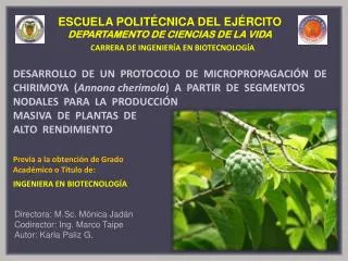 ESCUELA POLITÉCNICA DEL EJÉRCITO DEPARTAMENTO DE CIENCIAS DE LA VIDA