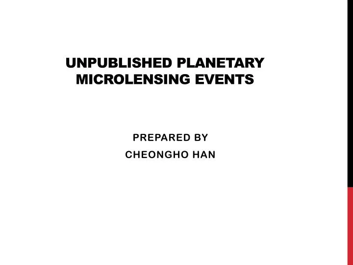 unpublished planetary microlensing events