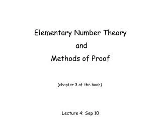 Elementary Number Theory and Methods of Proof