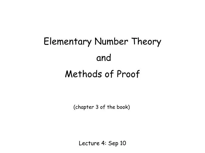 elementary number theory and methods of proof