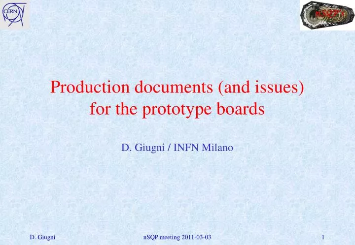 production documents and issues for the prototype boards