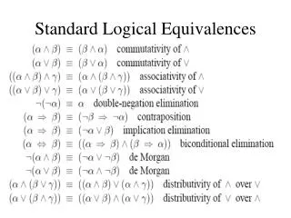 Standard Logical Equivalences