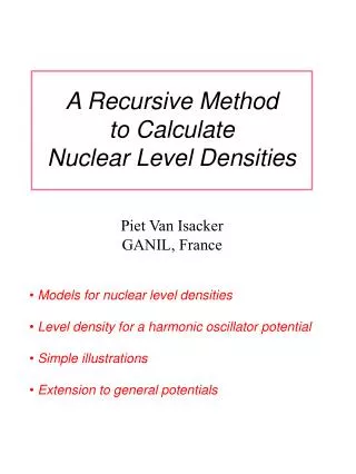 A Recursive Method to Calculate Nuclear Level Densities