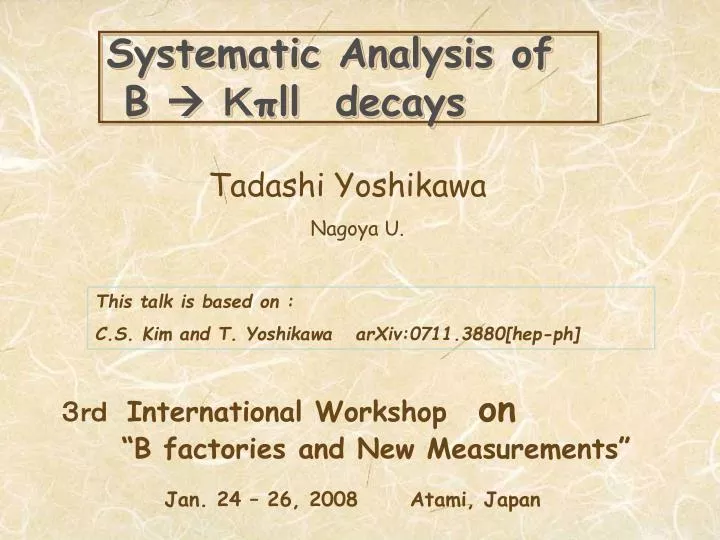 systematic analysis of b ll decays