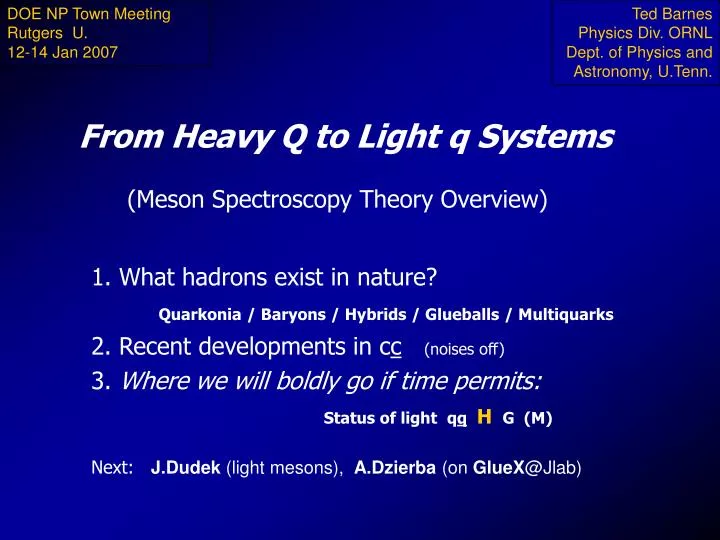 from heavy q to light q systems