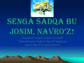 senga sadqa bu jonim navro z