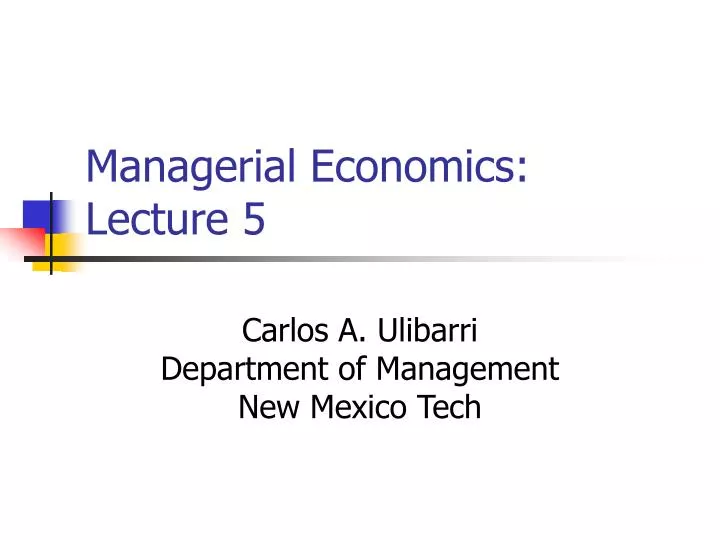 managerial economics lecture 5