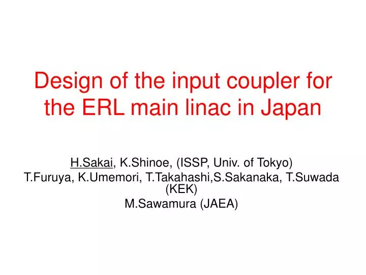 design of the input coupler for the erl main linac in japan