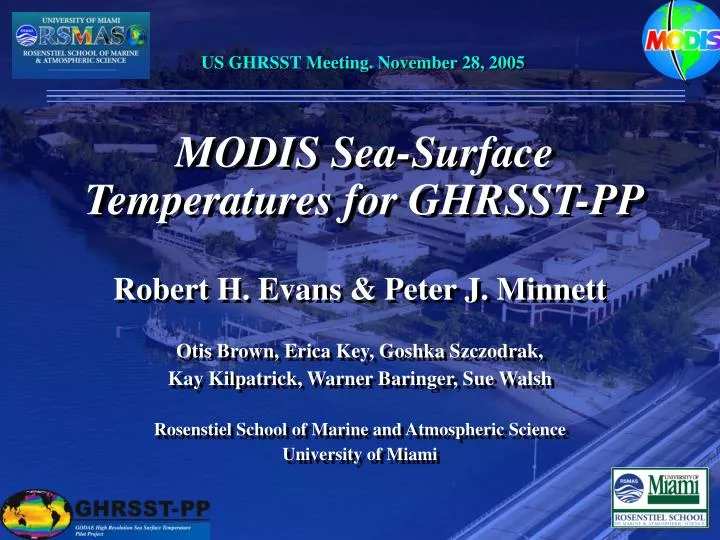 modis sea surface temperatures for ghrsst pp