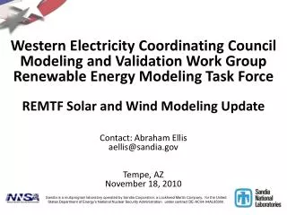 Wind/Solar Modeling Discussion