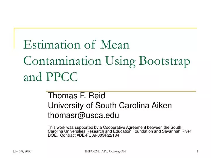 estimation of mean contamination using bootstrap and ppcc