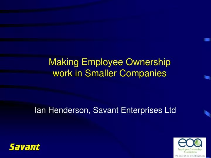 making employee ownership work in smaller companies
