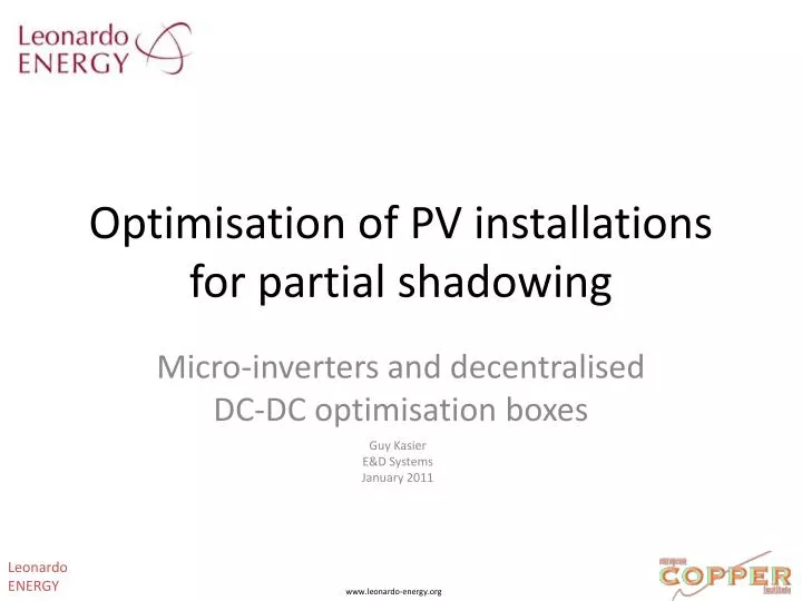 optimisation of pv installations for partial shadowing