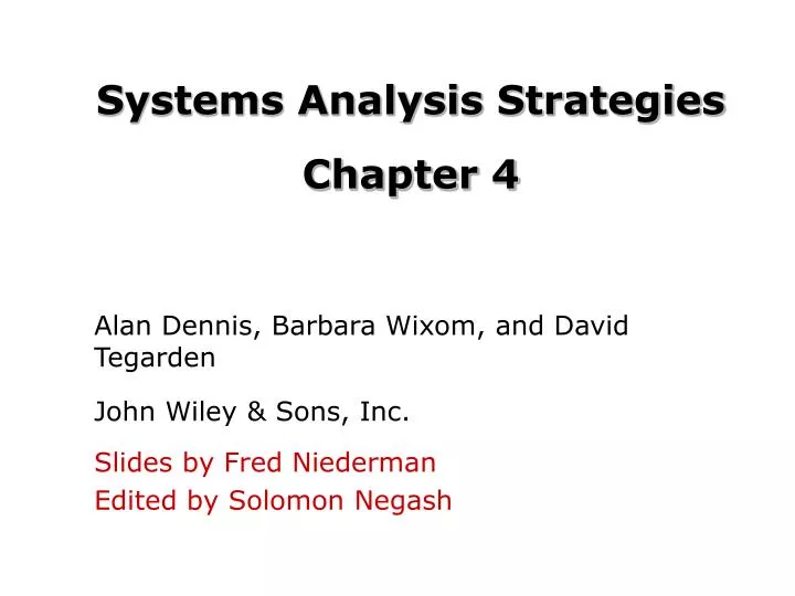 systems analysis strategies chapter 4