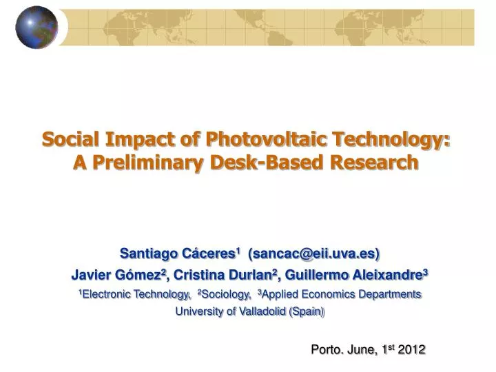 social impact of photovoltaic technology a preliminary desk based research