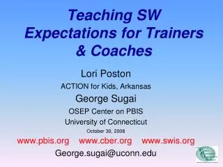 Teaching SW Expectations for Trainers &amp; Coaches