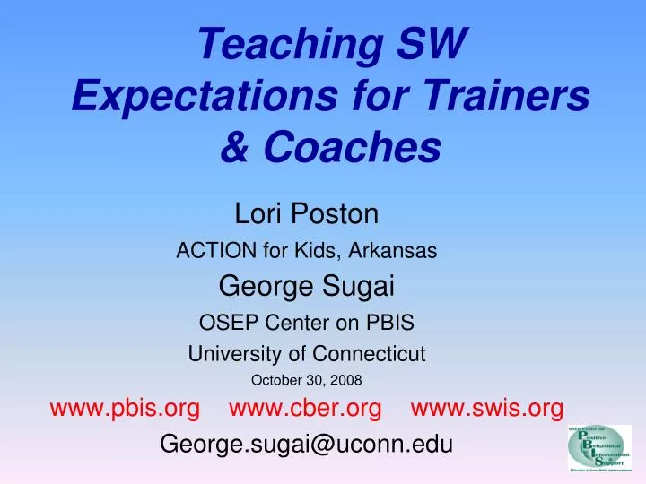 teaching sw expectations for trainers coaches