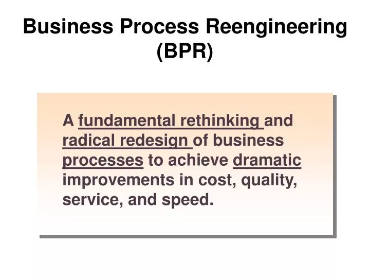 business process reengineering bpr