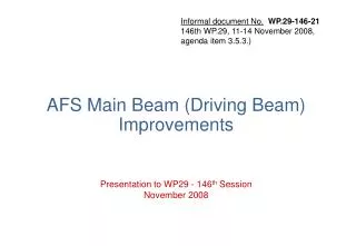 AFS Main Beam (Driving Beam) Improvements