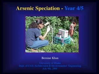 Arsenic Speciation - Year 4/5