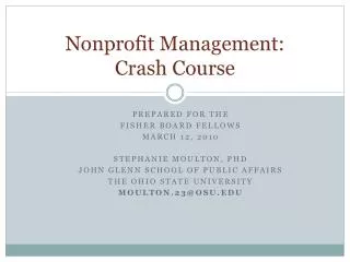 Nonprofit Management: Crash Course