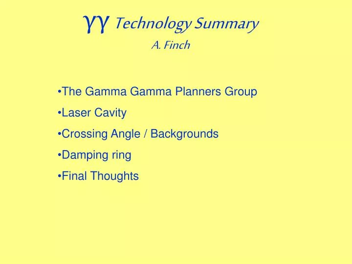technology summary a finch