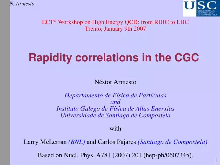 rapidity correlations in the cgc