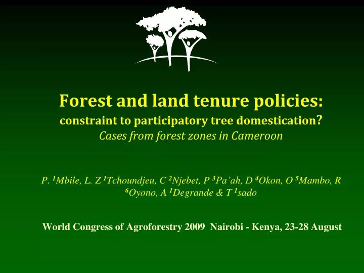 world congress of agroforestry 2009 nairobi kenya 23 28 august
