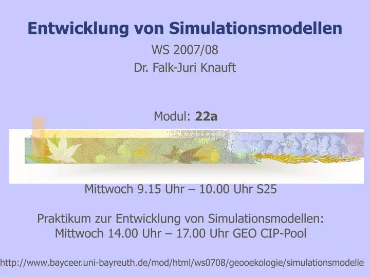 entwicklung von simulationsmodellen