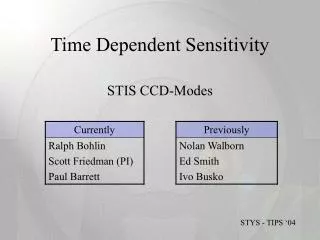 Time Dependent Sensitivity