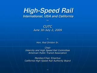 High-Speed Rail International, USA and California