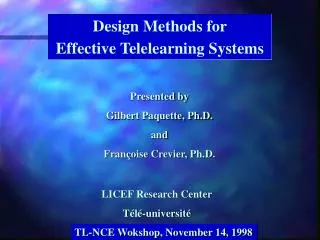 Design Methods for Effective Telelearning Systems