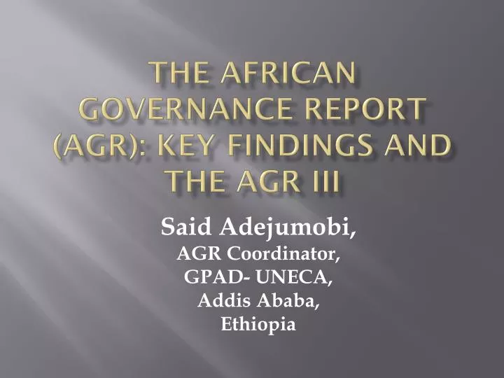 the african governance report agr key findings and the agr iii