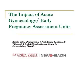 the impact of acute gynaecology early pregnancy assessment units